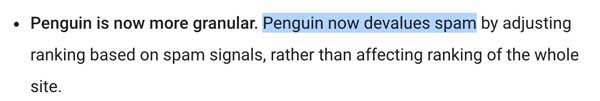 Penguin devalues spam