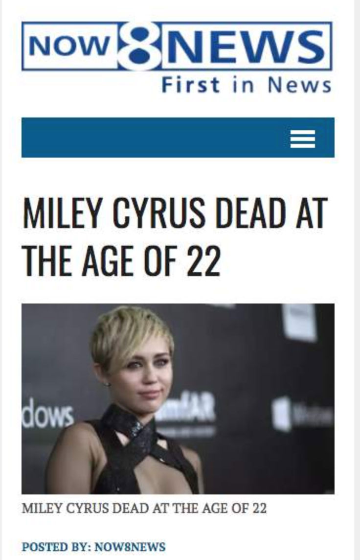Fake News Miley Cyrus Death