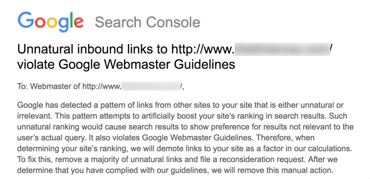 Google Search Console Manual Penalty