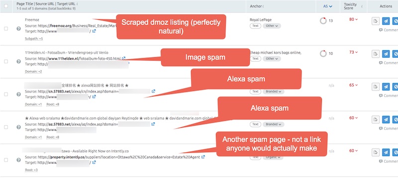 SEMrush toxic links