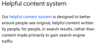 Helpful content system