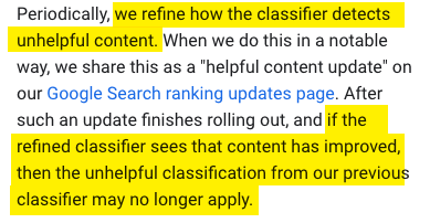 Google's documentation on how the hcu classifier works