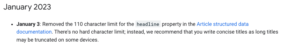 update google documentation re article structured data