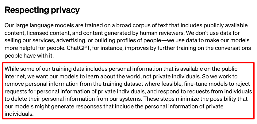 OpenAI on personal privacy