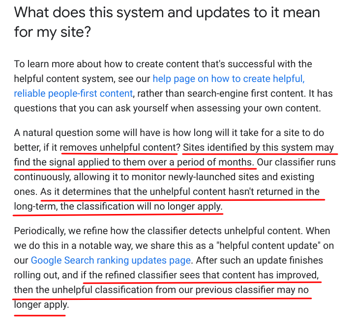 removing a helpful content classification