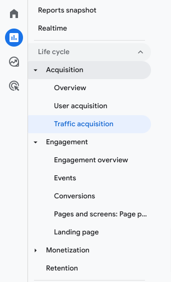 finding google organic traffic in GA4