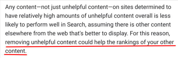 google says to remove unhelpful content to recover