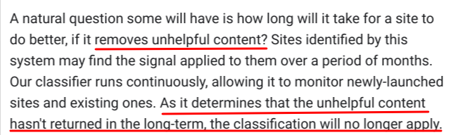 Google says to remove unhelpful content.