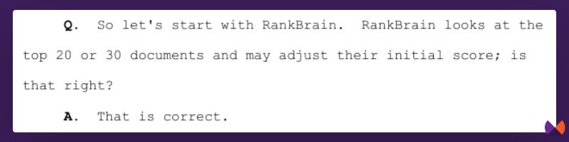 Rankbrain reranks the top 20-30 documents