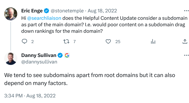 helpful content system used to treat subdomains differently