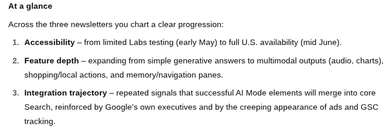 Summary of what I wrote in AI mode