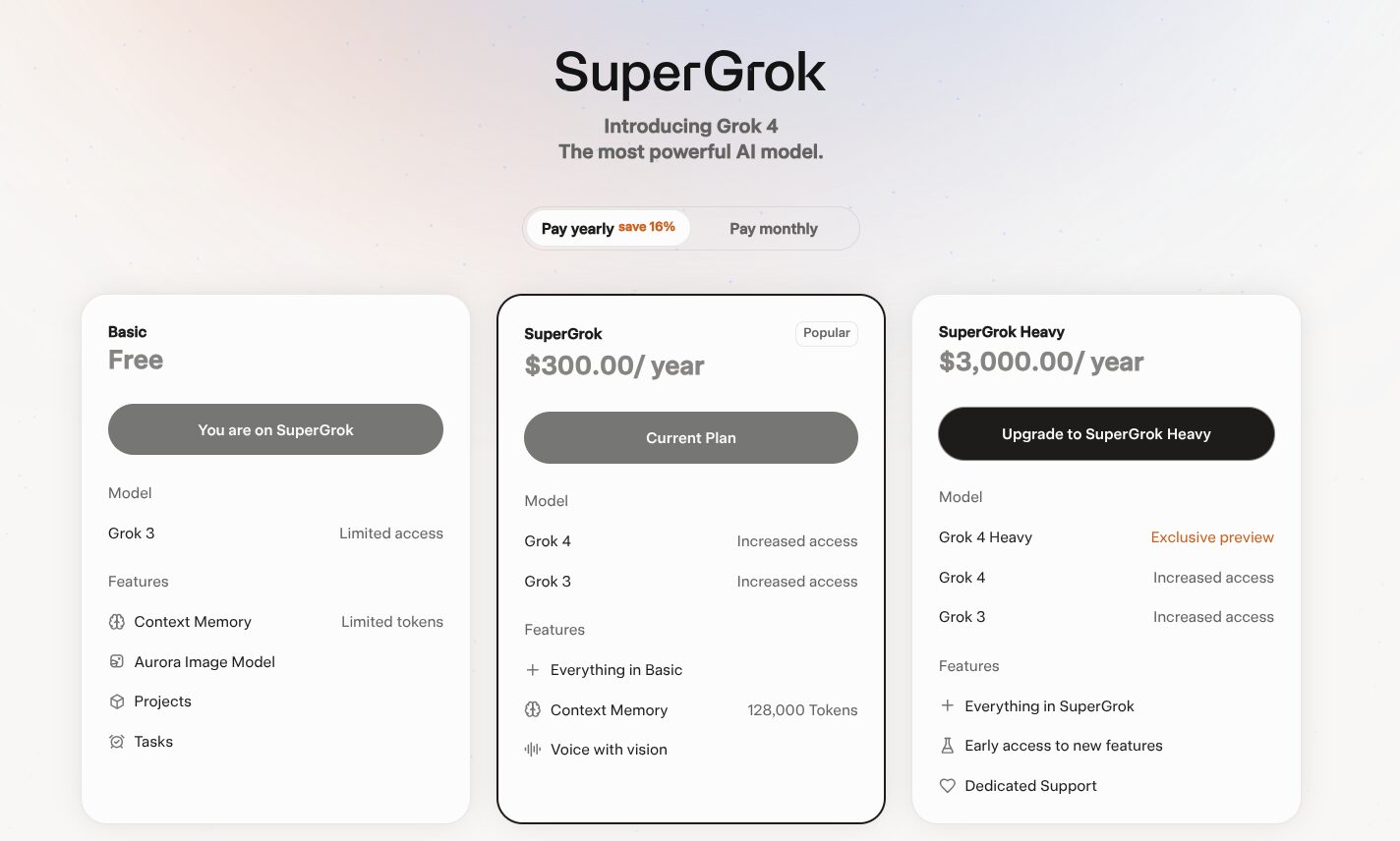 Grock and GROK heavy pricing